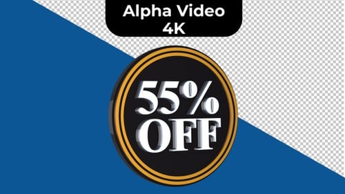Rotating Golden 3D Discount Text Emblem