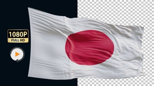 Realistic Waving Japanese Flag 3D Animation