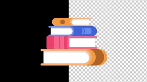 Animated Flat Design Books Stacks Transition