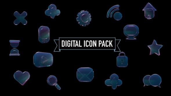 Digital Icon Pack, Backgrounds Motion Graphics ft. digital & 3d - Envato