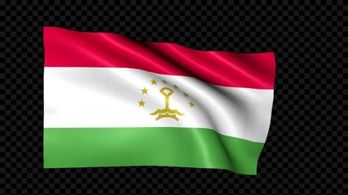 Realistic Waving Flag of Tajikistan Animation