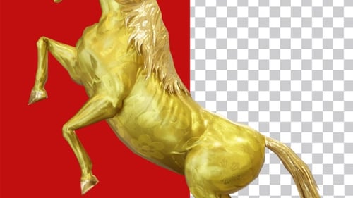 3D Golden Horse Rearing and Standing Animation
