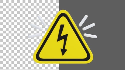 3D Electrical Warning Sign | Alpha Channel