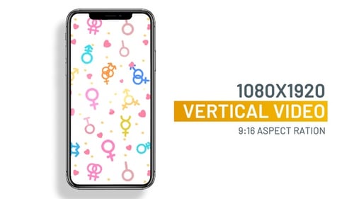 Animated Gender Symbols and Love Hearts Flat Design Pattern
