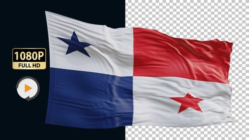 Waving Panama Flag Realistic Animation
