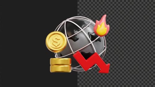 3D Animated Global Economic Crisis Icon