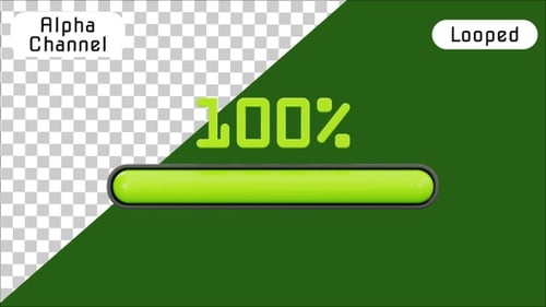 Clean 3D Progress Bar with Percentage Animation | Alpha Channel