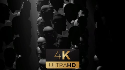 Abstract 3D Mannequin Heads Revealing in Dynamic Light