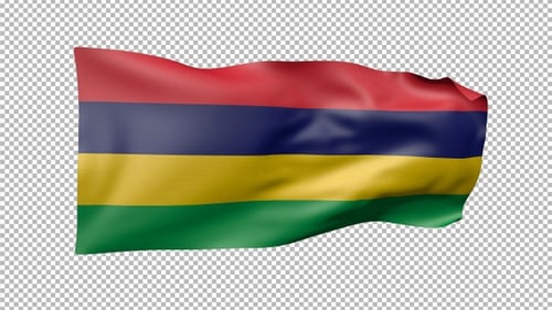 Mauritius National Flag Waving Seamless Loop Animation