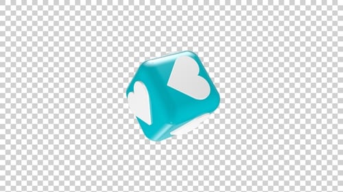 3D Rotating Heart Cube Alpha Channel Animation