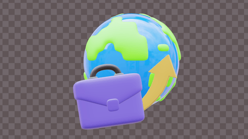 Rotating 3D Earth and Briefcase Global Business Animation