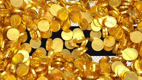 Falling Golden Sale Coins Money Reveal Transition