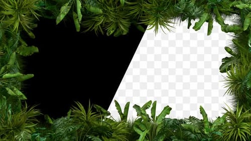 Tropical Plant Frame Loop - Green Leaves Swaying Animation with Transparent Alpha Channel