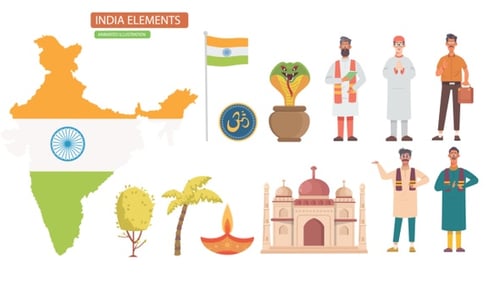 Illustration animée d'éléments indiens - Transparence
