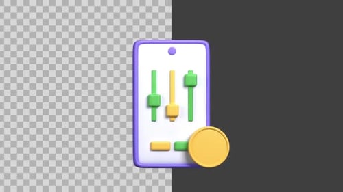 Animated 3D Mobile App Control Panel UI with Adjusting Sliders