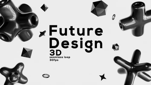 Abstract Glossy 3D Shapes Seamlessly Looping Background