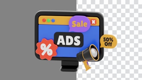3D Animation of Discount Promotions Attract Customers | Alpha Channel