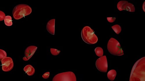 Falling Red Tomatoes Slow Motion with Alpha Channel