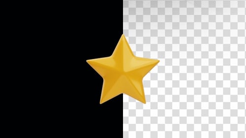 Animated 3D Golden Star Rotating and Moving