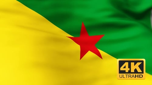 French Guiana Flag Waving Realistic Animation