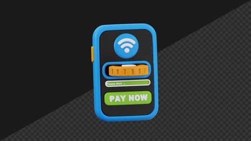 3D Online Transaction Looping Animation with Transparent Background