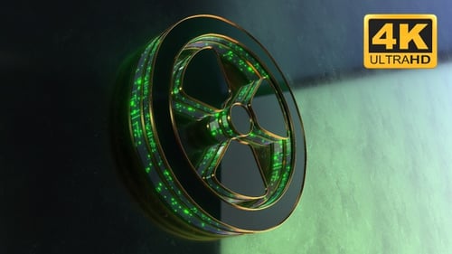 3D Toxic Waste Icon Symbol Green Logo Animation Abstract Background 4K