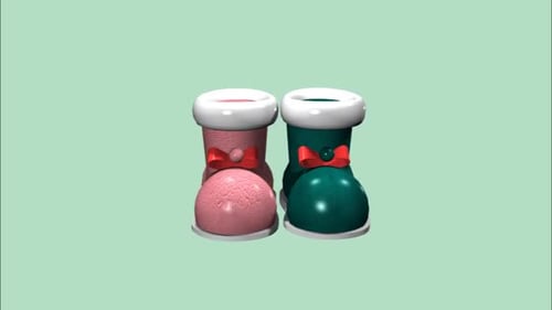 Animated 3D Rendered Festive Boots Rotating Loop