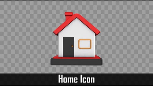 3D Animated House Icon Seamless Loop
