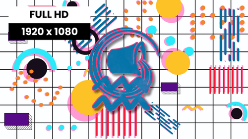 Animated Aquarius Zodiac Sign with Retro Memphis Style Background