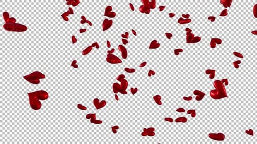 Animated Falling Red and Gold Heart Confetti Overlay