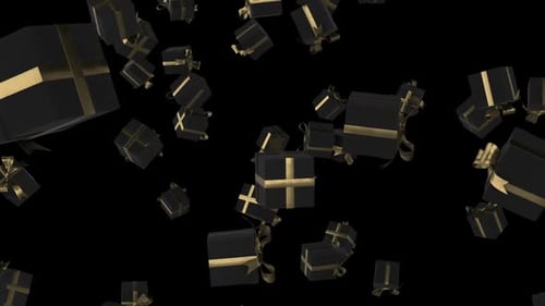 Elegant Falling Black and Gold Gift Boxes Loop