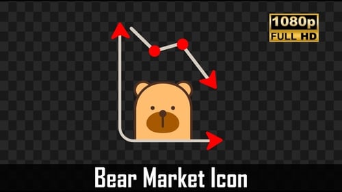Cute Bear with Declining Stock Market Graph Animation