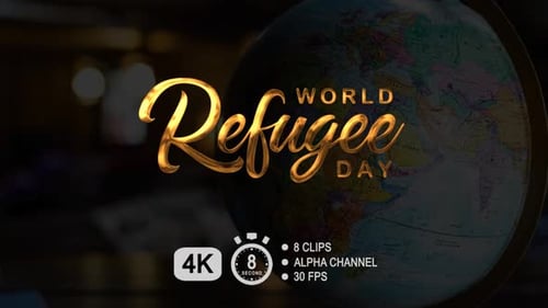 Golden Script World Refugee Day Text Animation