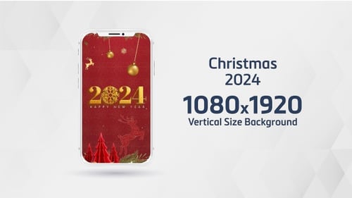 Christmas 2024 Red Vertical Screen Background Animation
