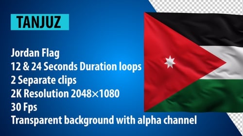 Jordan Flag Waving Animation with Alpha Channel
