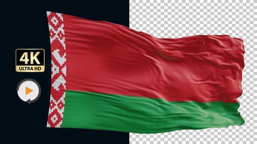 Realistic Waving Belarus Flag Loop Animation