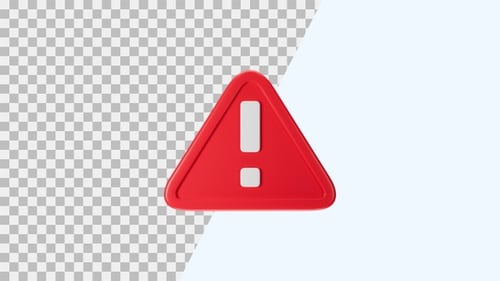 3D Red Warning Alert Sign Icon Loop