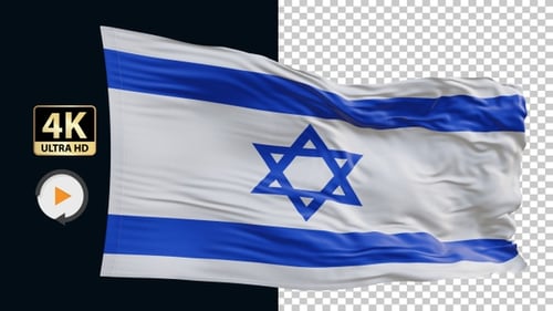 Waving Israel Flag with Realistic Fabric Movement