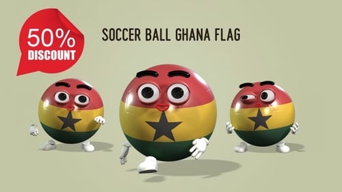 3D Animated Ghana Flag Character Performing Actions