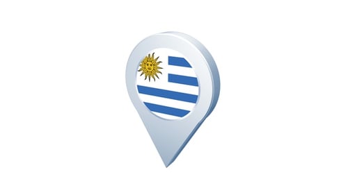Animated 3D Uruguay Flag Map Pin Location Icon