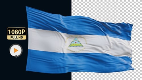 Nicaragua Flag Hd Loop Alpha