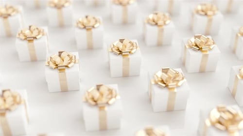 Elegant Gift Box Pattern Animation with Gold and Blue Ribbons