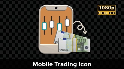 Mobile Trading Icon – Phone UI with 100 Euro Money Flow Animation
