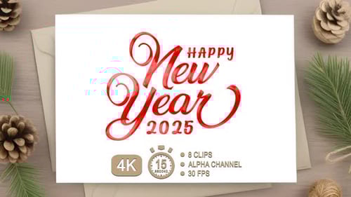 Happy New Year 2025 Script Text Write-On Reveal Pack