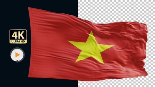 Realistic Vietnam Flag Waving Animation