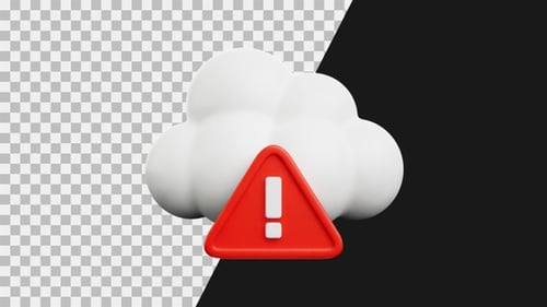Animated 3D Cloud Computing Error Warning Icon