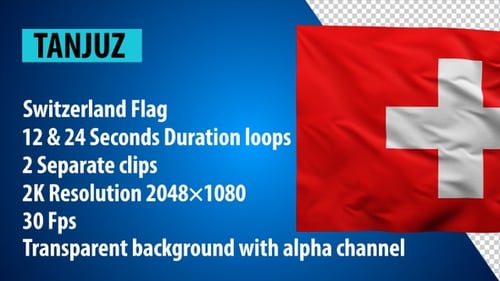 Waving Switzerland Flag with Alpha Channel Loop
