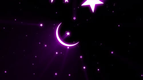 Glow Sparkle Eid Mubarak Crescent Moon and Stars Title Animation
