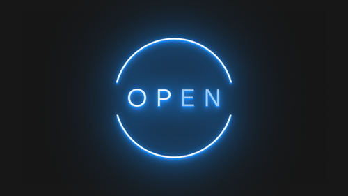 Neon Light Circle Open Sign Animation
