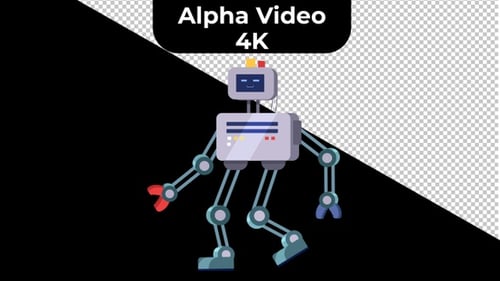 Flat Design Robot Walking Loop Animation